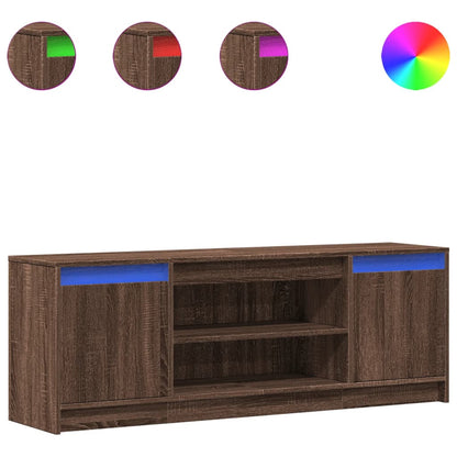 TV Cabinet with LED Brown Oak 139.5x34x50 cm Engineered Wood