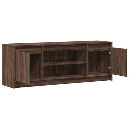 TV Cabinet with LED Brown Oak 139.5x34x50 cm Engineered Wood