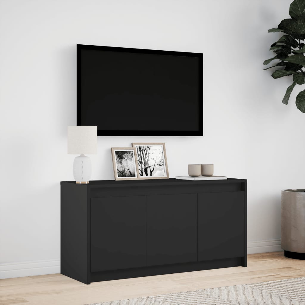 TV Cabinet with LED Black 100x34x50 cm Engineered Wood