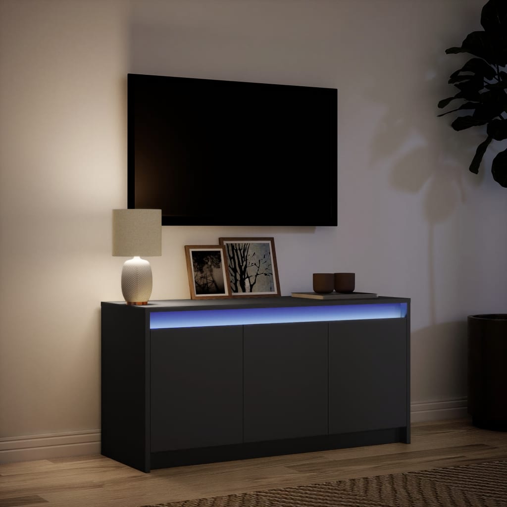 TV Cabinet with LED Black 100x34x50 cm Engineered Wood