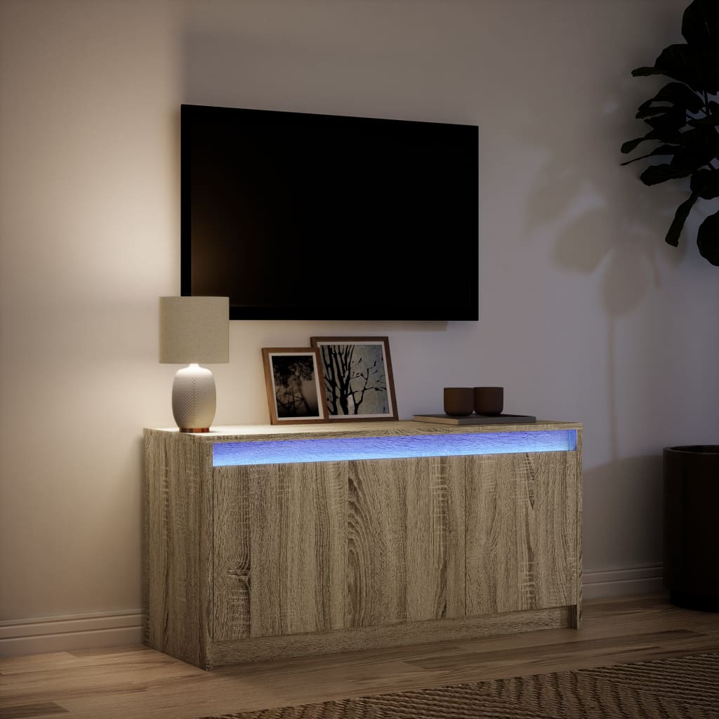 TV Cabinet with LED Sonoma Oak 100x34x50 cm Engineered Wood