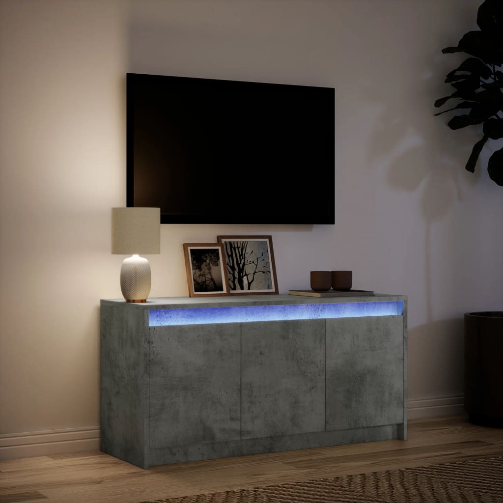 TV Cabinet with LED Concrete Grey 100x34x50 cm Engineered Wood