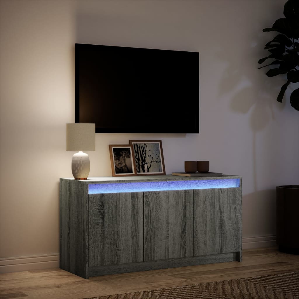 TV Cabinet with LED Grey Sonoma 100x34x50 cm Engineered Wood