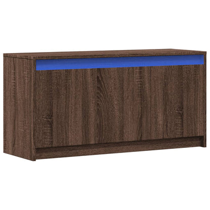 TV Cabinet with LED Brown Oak 100x34x50 cm Engineered Wood