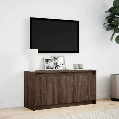 TV Cabinet with LED Brown Oak 100x34x50 cm Engineered Wood