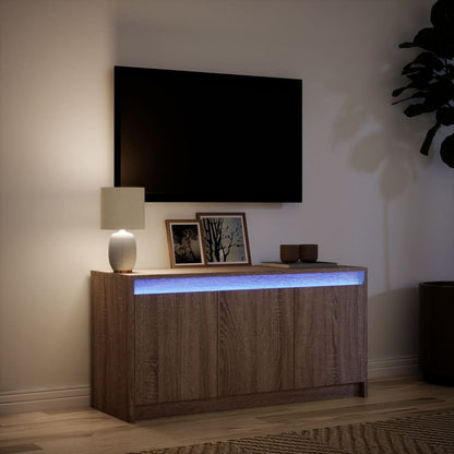 TV Cabinet with LED Brown Oak 100x34x50 cm Engineered Wood