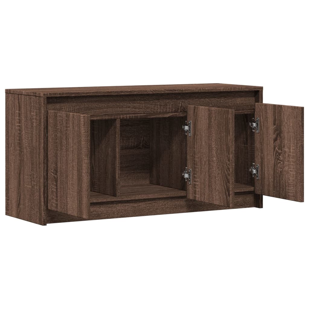 TV Cabinet with LED Brown Oak 100x34x50 cm Engineered Wood