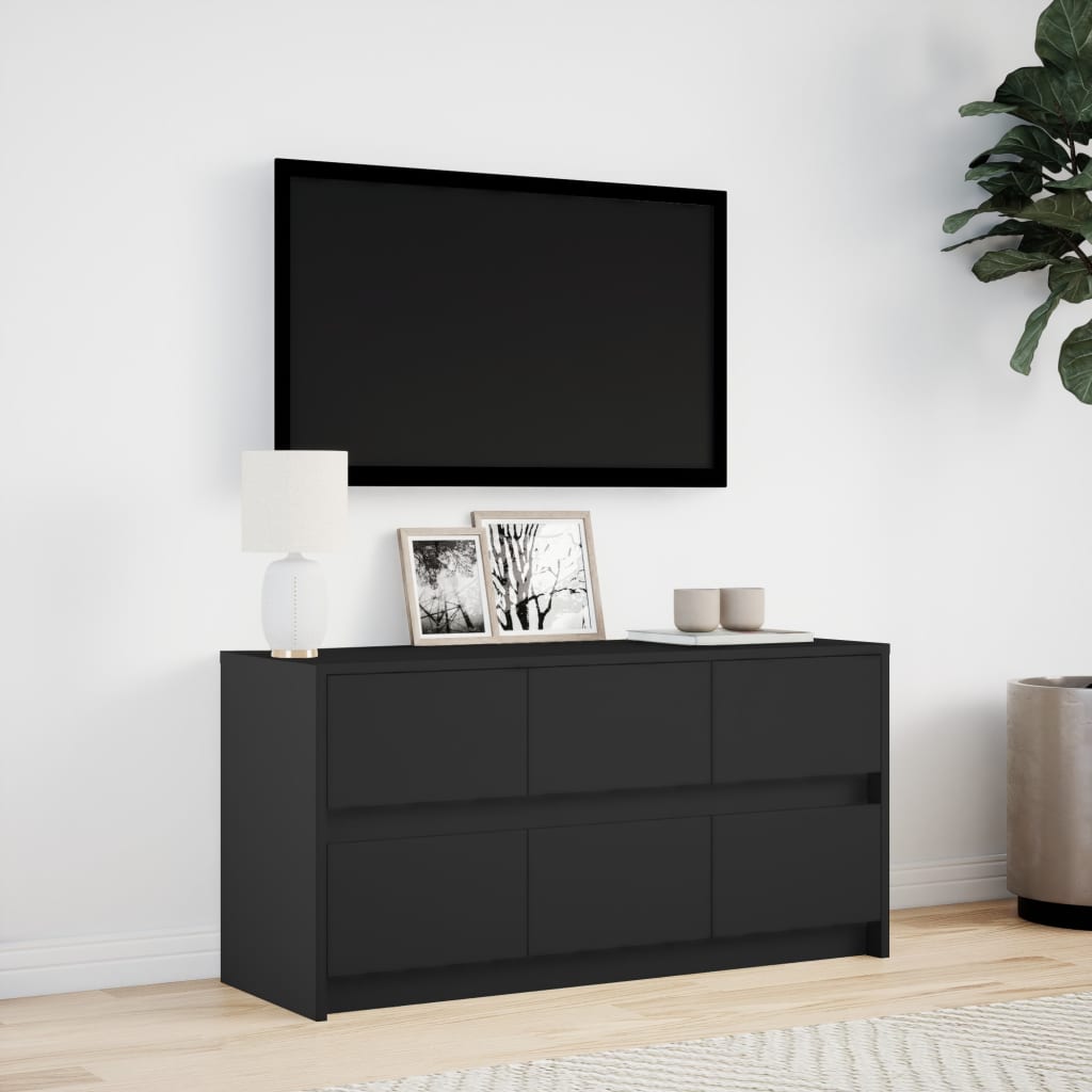 TV Cabinet with LED Black 100x34x50 cm Engineered Wood