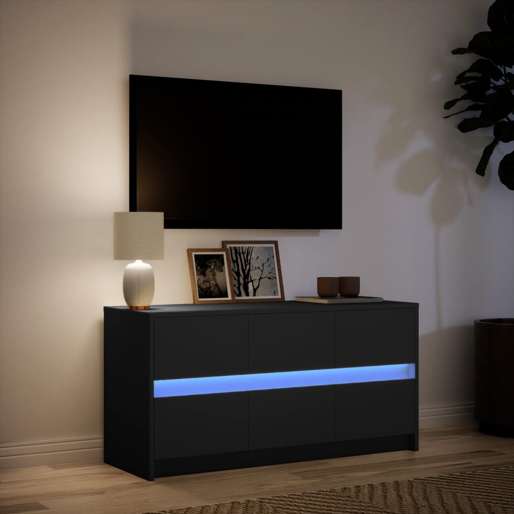 TV Cabinet with LED Black 100x34x50 cm Engineered Wood