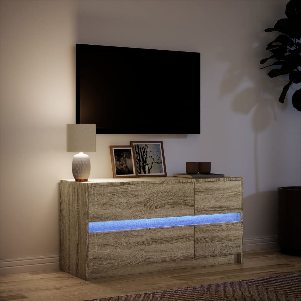 TV Cabinet with LED Sonoma Oak 100x34x50 cm Engineered Wood