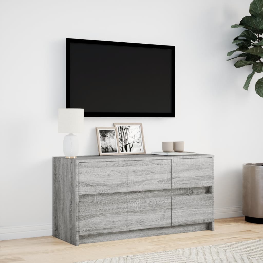 TV Cabinet with LED Grey Sonoma 100x34x50 cm Engineered Wood