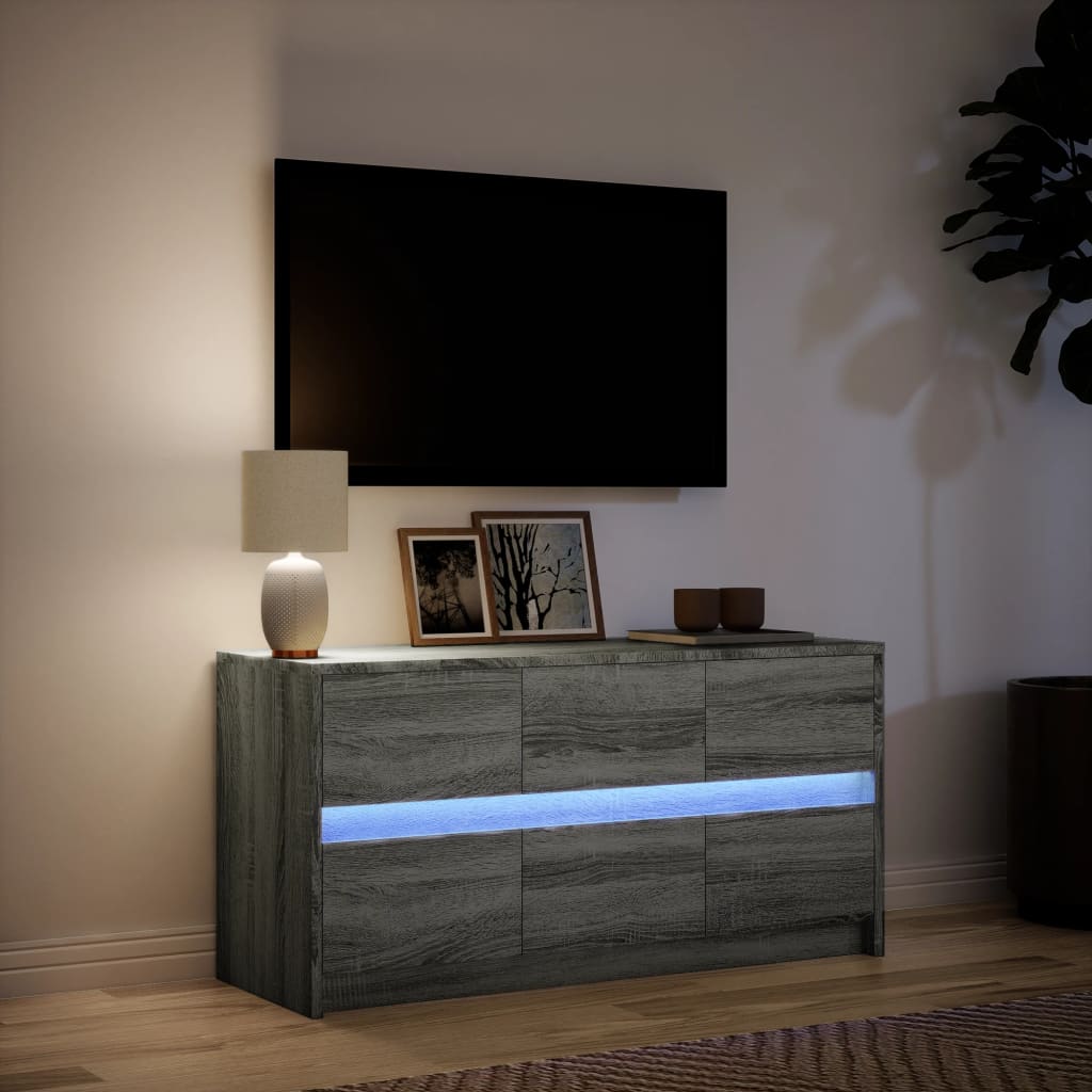 TV Cabinet with LED Grey Sonoma 100x34x50 cm Engineered Wood