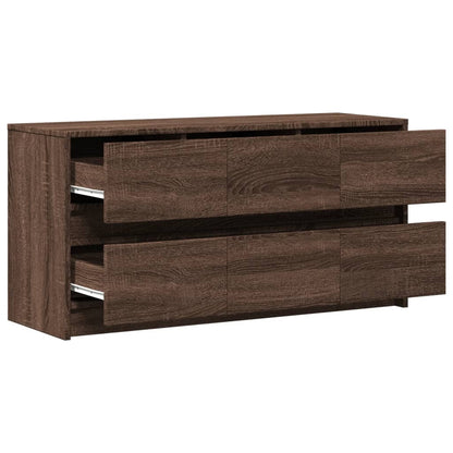 TV Cabinet with LED Brown Oak 100x34x50 cm Engineered Wood