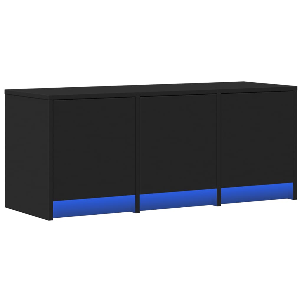 TV Cabinet with LED Black 97x34x40 cm Engineered Wood