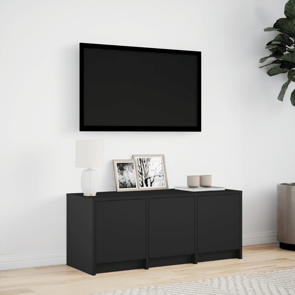 TV Cabinet with LED Black 97x34x40 cm Engineered Wood