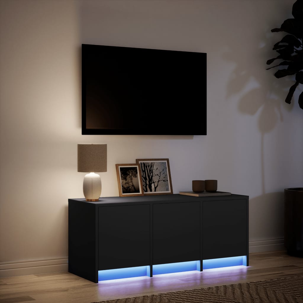 TV Cabinet with LED Black 97x34x40 cm Engineered Wood