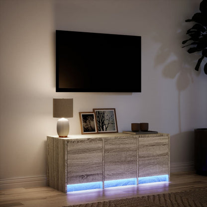 TV Cabinet with LED Sonoma Oak 97x34x40 cm Engineered Wood