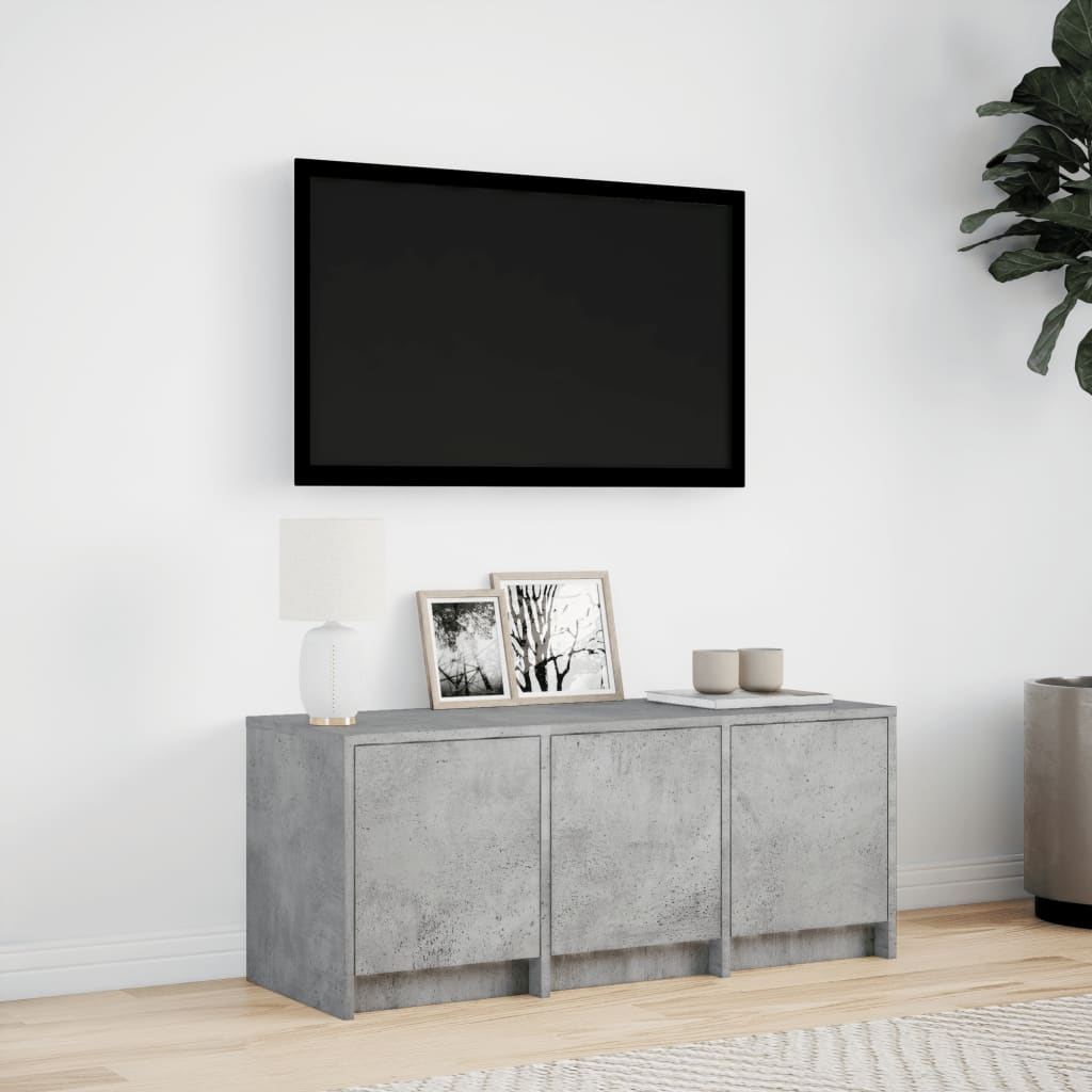 TV Cabinet with LED Concrete Grey 97x34x40 cm Engineered Wood