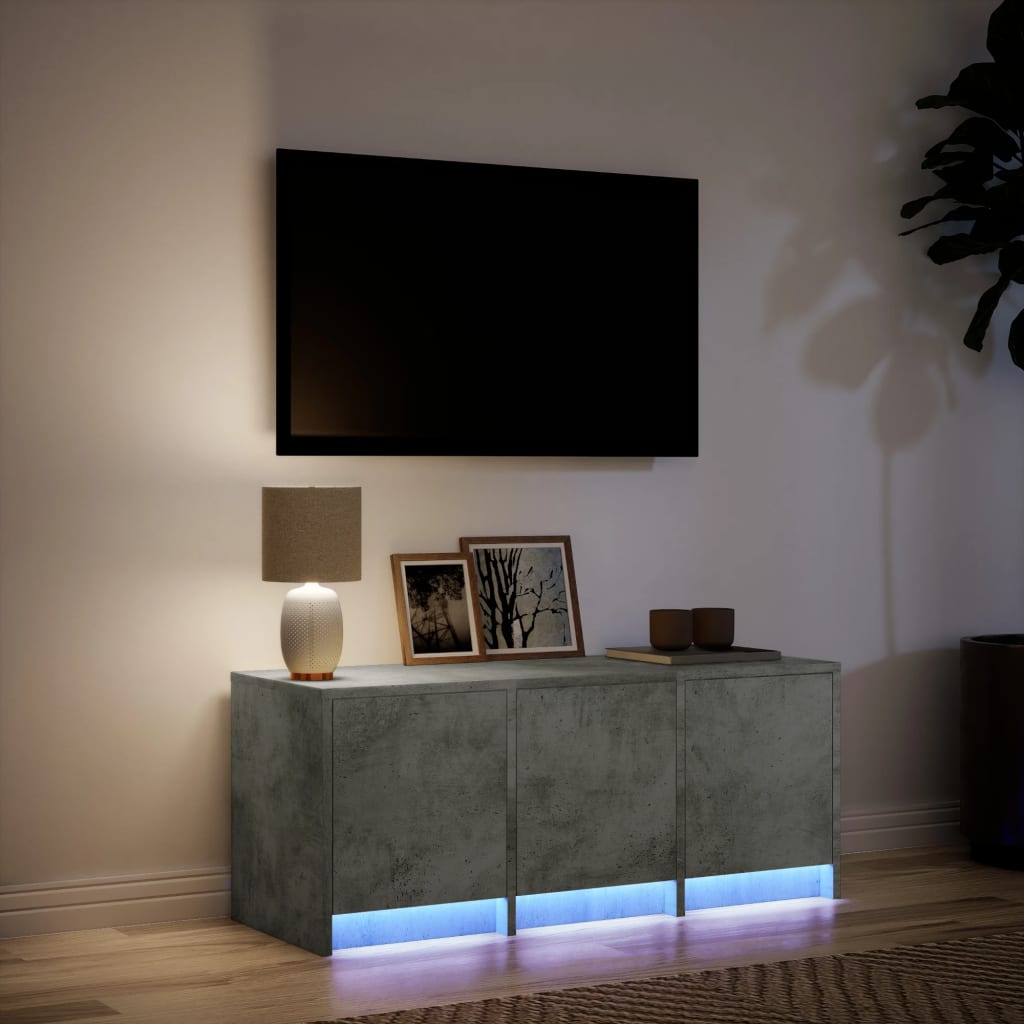 TV Cabinet with LED Concrete Grey 97x34x40 cm Engineered Wood