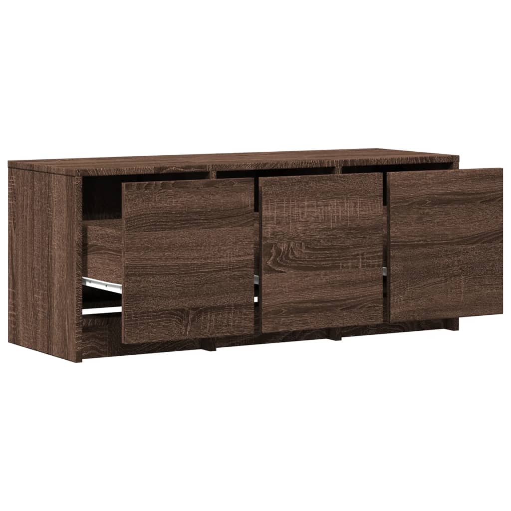 TV Cabinet with LED Brown Oak 97x34x40 cm Engineered Wood