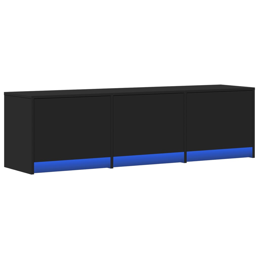 TV Cabinet with LED Black 140x34x40 cm Engineered Wood