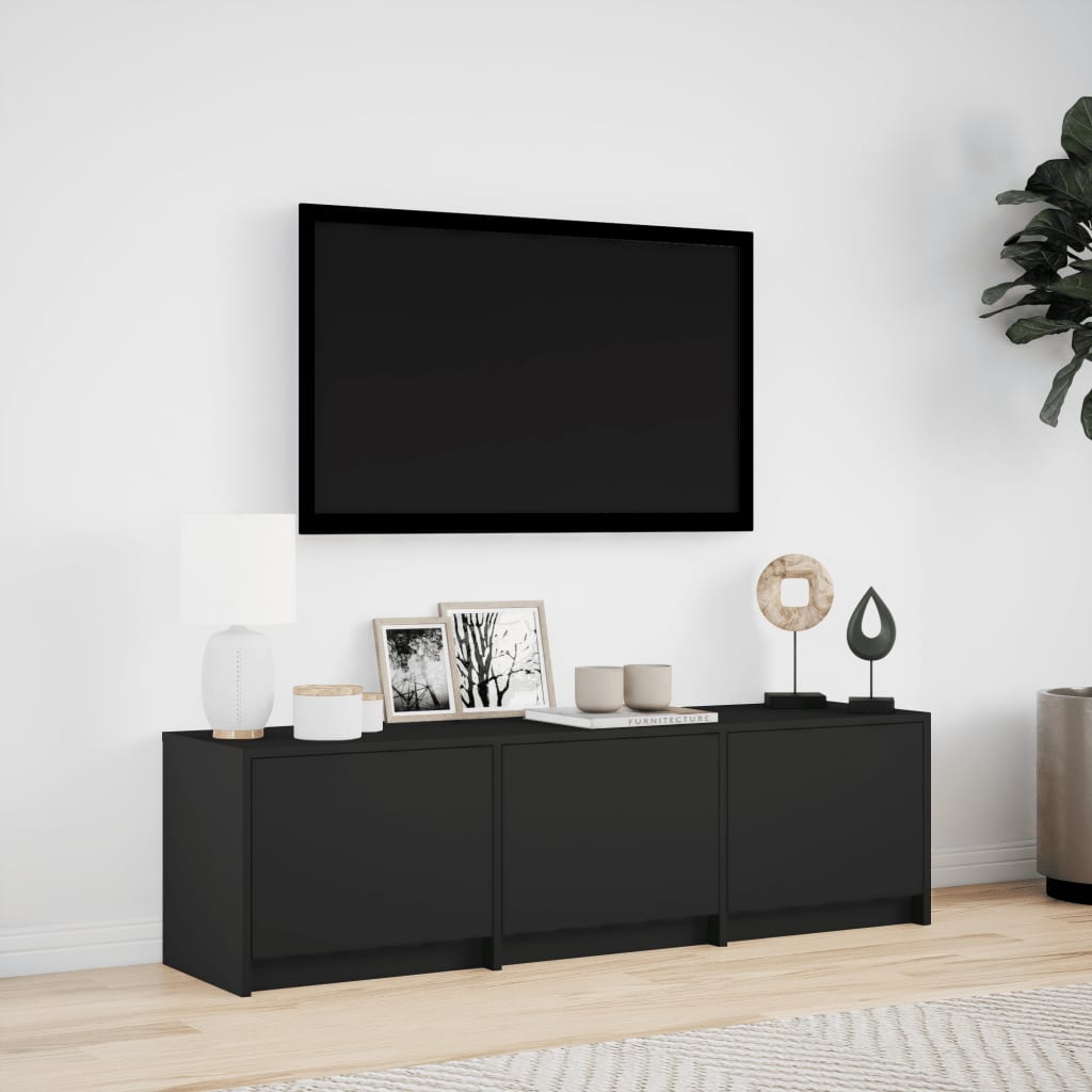 TV Cabinet with LED Black 140x34x40 cm Engineered Wood