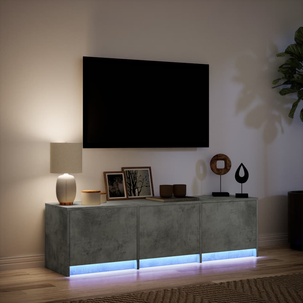 TV Cabinet with LED Concrete Grey 140x34x40 cm Engineered Wood