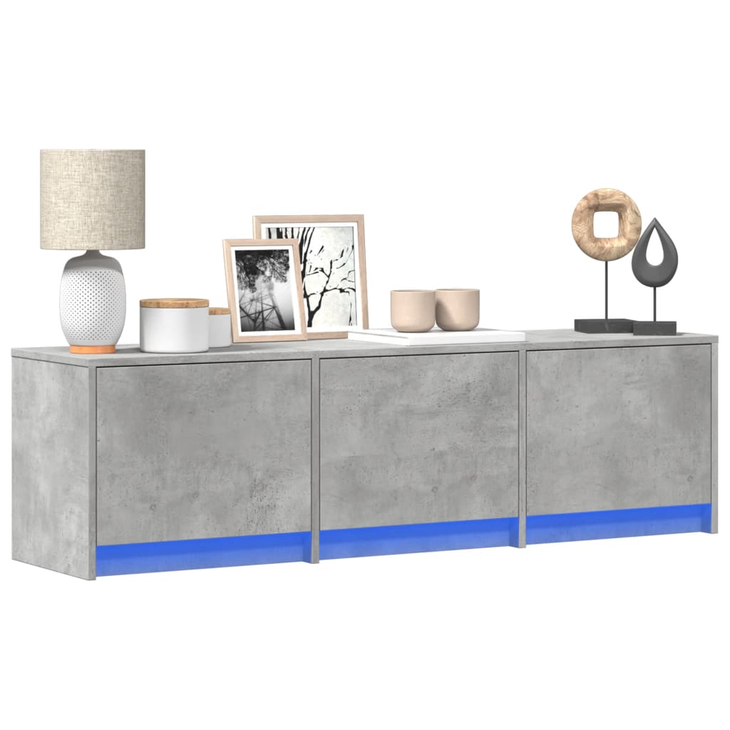 TV Cabinet with LED Concrete Grey 140x34x40 cm Engineered Wood