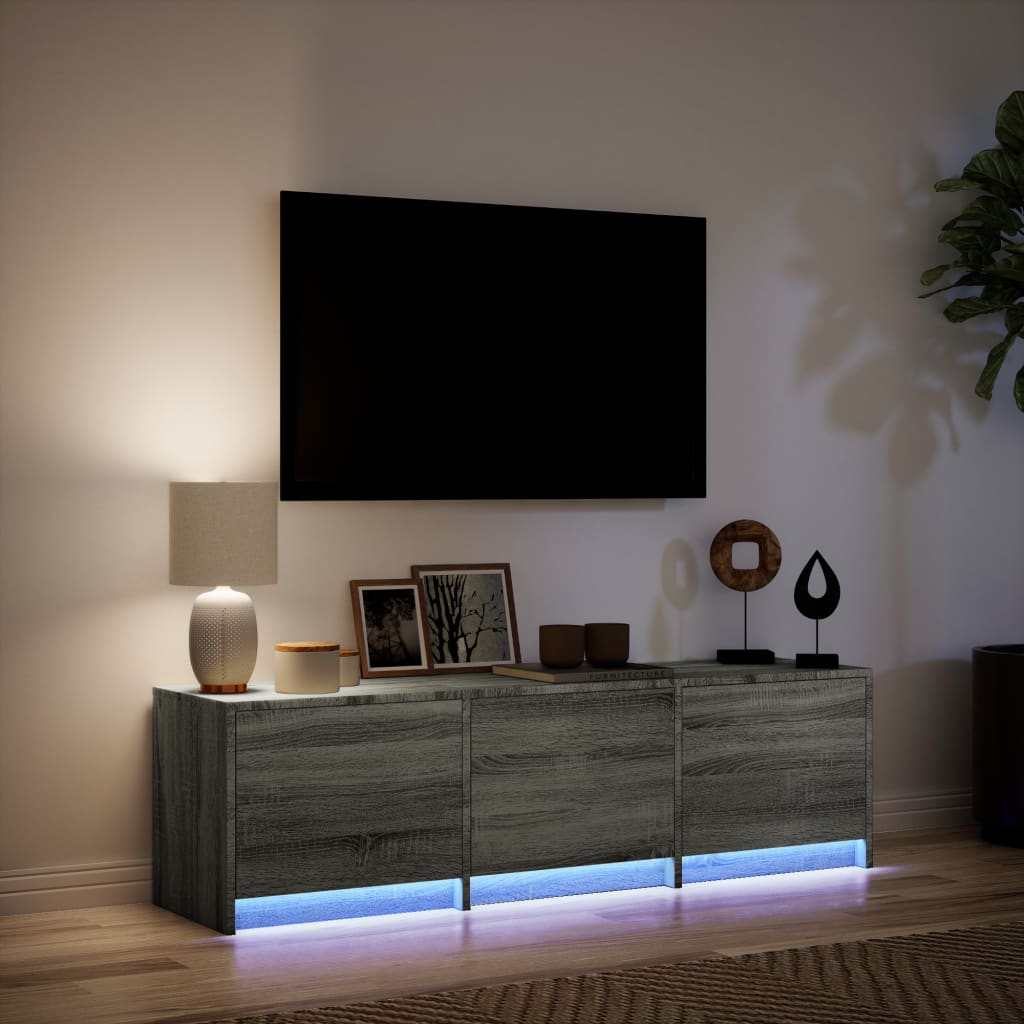 TV Cabinet with LED Grey Sonoma 140x34x40 cm Engineered Wood