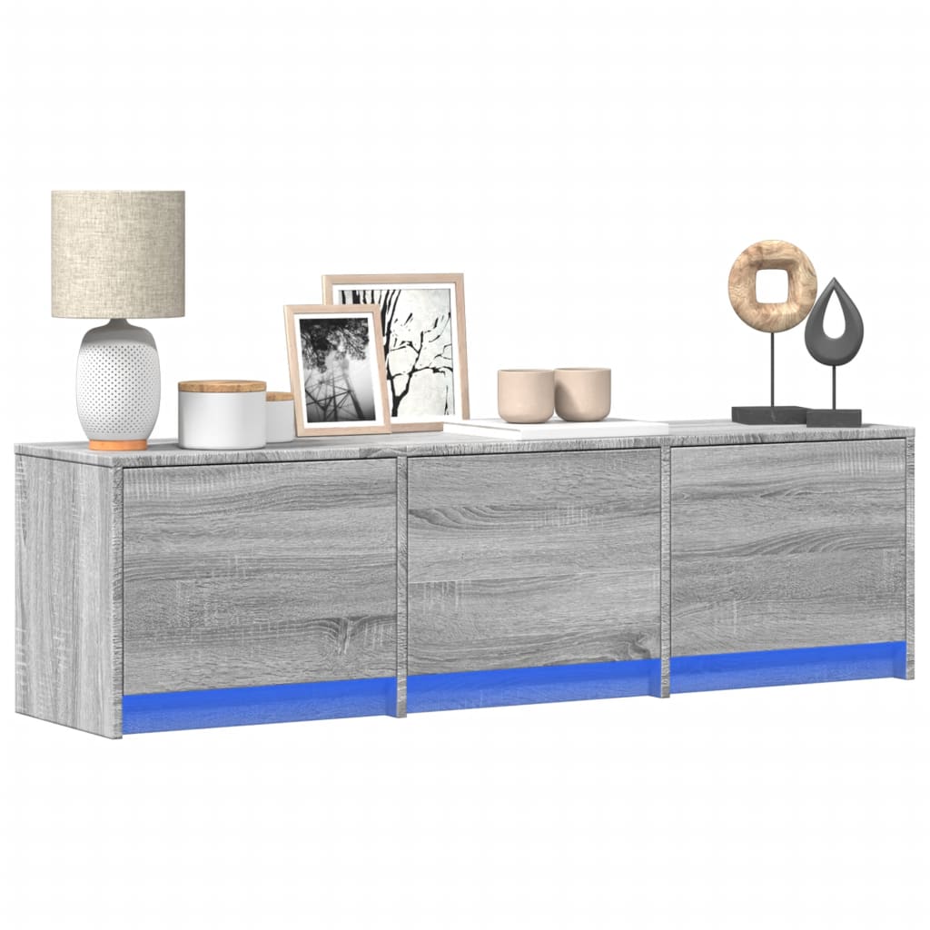 TV Cabinet with LED Grey Sonoma 140x34x40 cm Engineered Wood