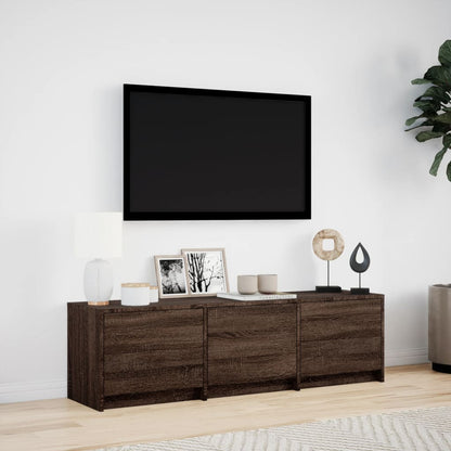 TV Cabinet with LED Brown Oak 140x34x40 cm Engineered Wood