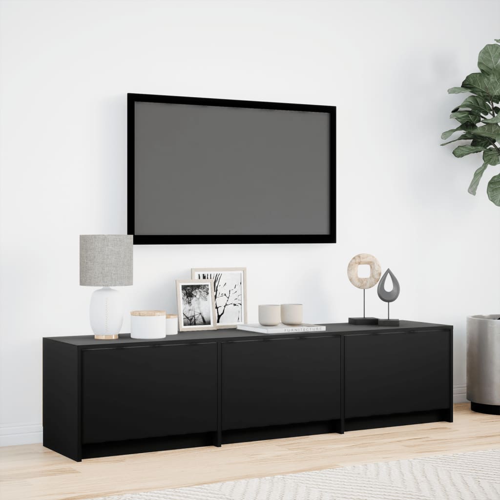 TV Cabinet with LED Black 165x34x40 cm Engineered Wood