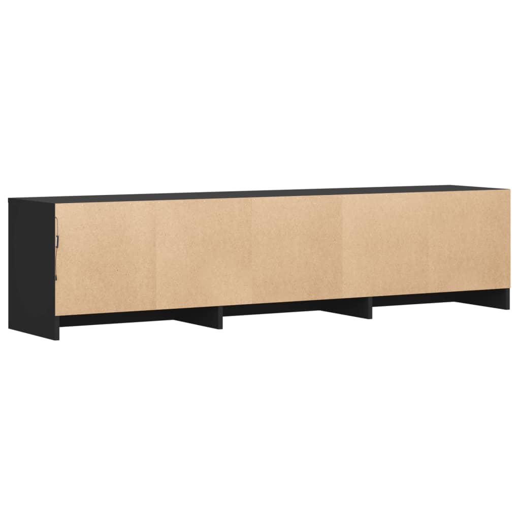 TV Cabinet with LED Black 165x34x40 cm Engineered Wood