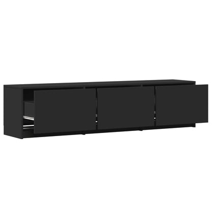 TV Cabinet with LED Black 165x34x40 cm Engineered Wood