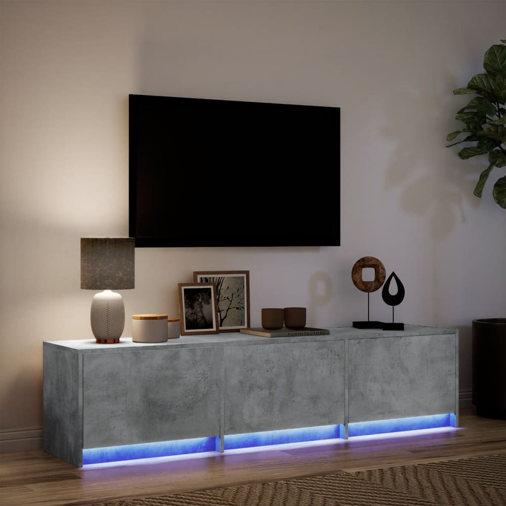 TV Cabinet with LED Concrete Grey 165x34x40 cm Engineered Wood