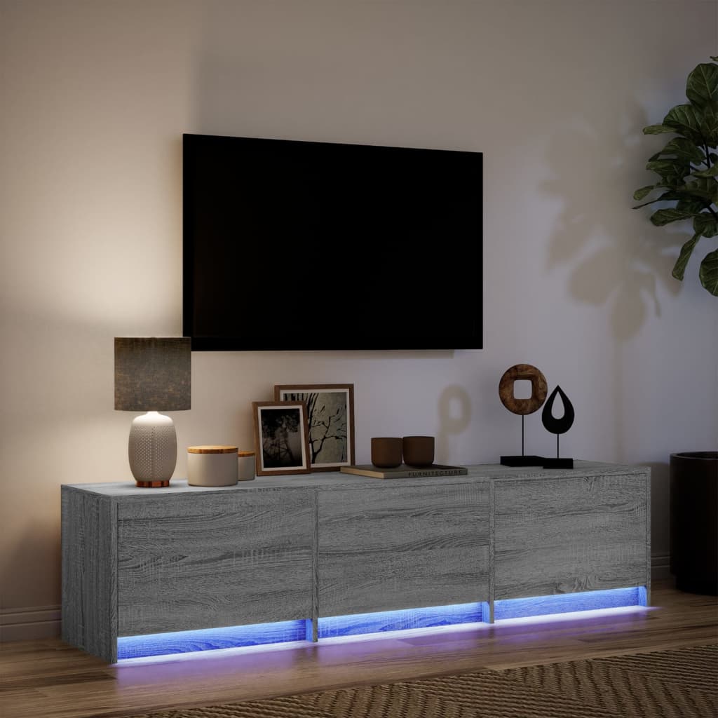 TV Cabinet with LED Grey Sonoma 165x34x40 cm Engineered Wood