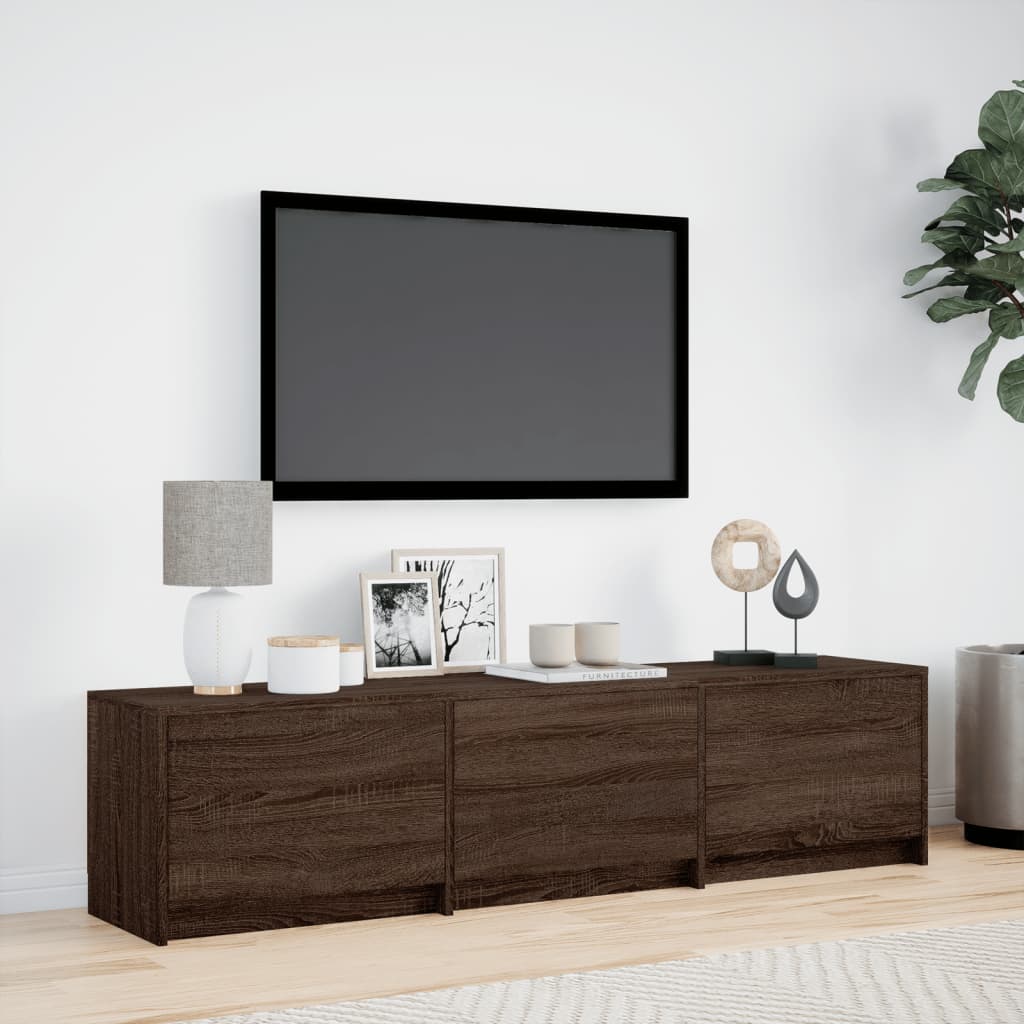 TV Cabinet with LED Brown Oak 165x34x40 cm Engineered Wood