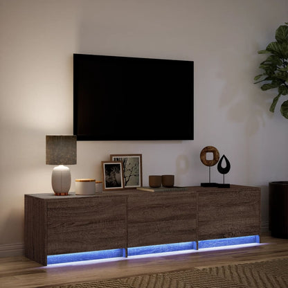 TV Cabinet with LED Brown Oak 165x34x40 cm Engineered Wood