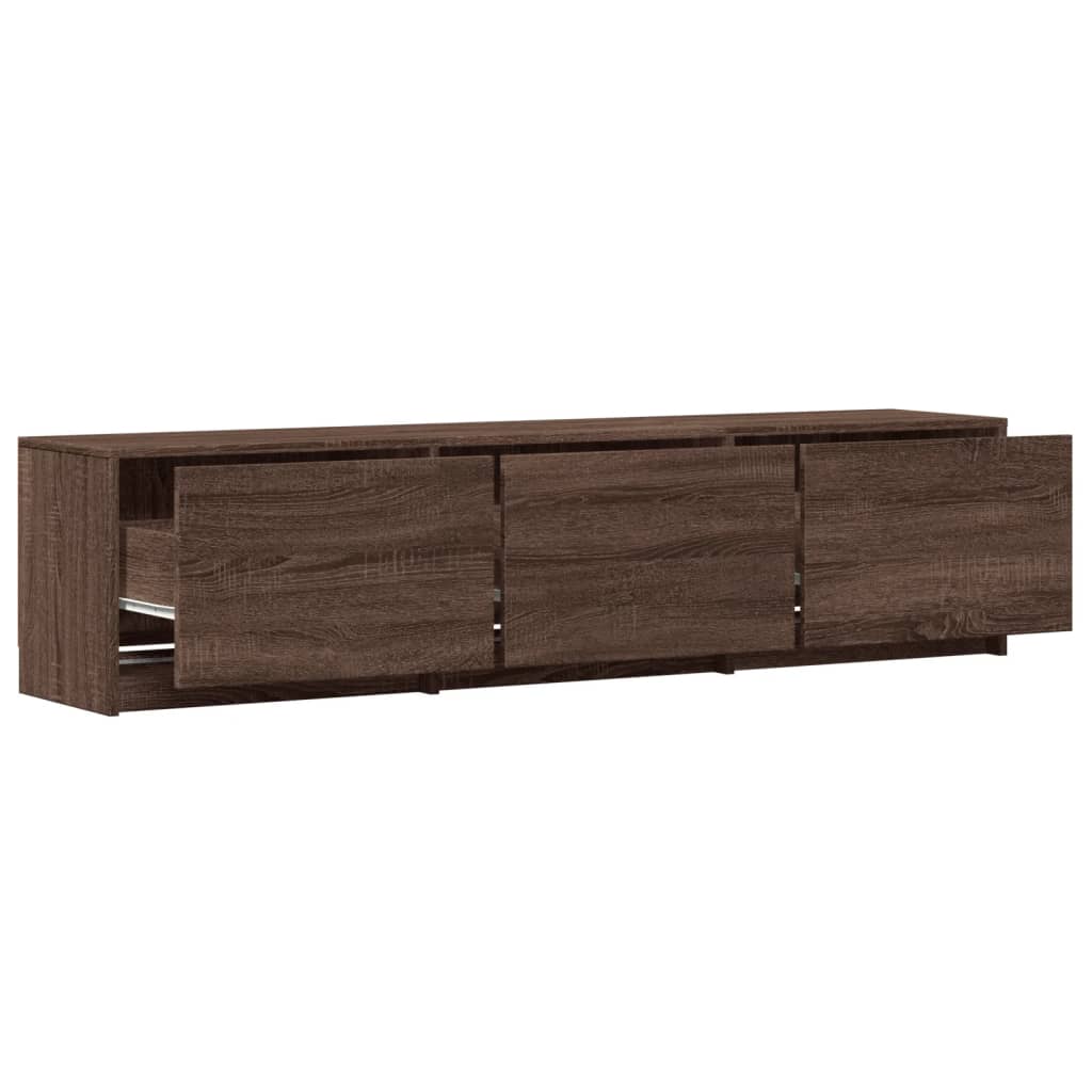 TV Cabinet with LED Brown Oak 165x34x40 cm Engineered Wood