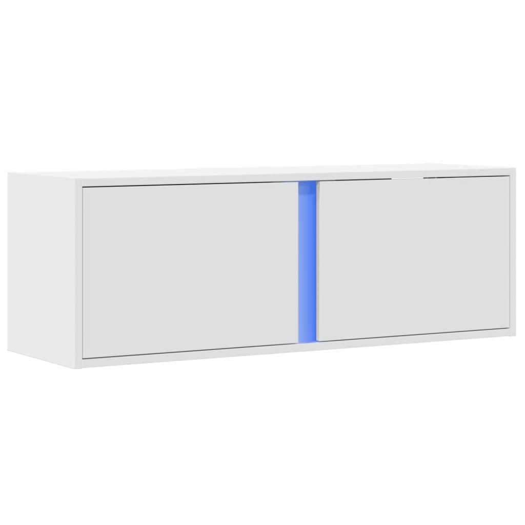 TV Wall Cabinet with LED Lights White 100x31x35 cm