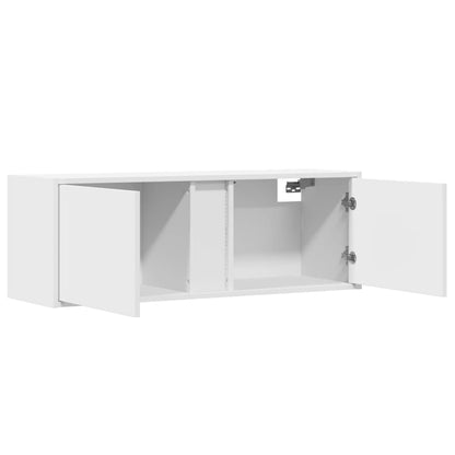 TV Wall Cabinet with LED Lights White 100x31x35 cm