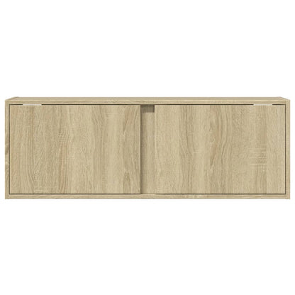 TV Wall Cabinet with LED Lights Sonoma Oak 100x31x35 cm