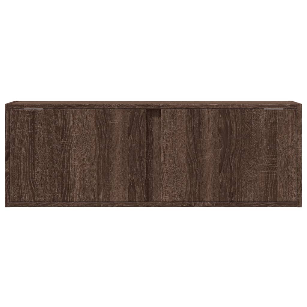 TV Wall Cabinet with LED Lights Brown Oak 100x31x35 cm