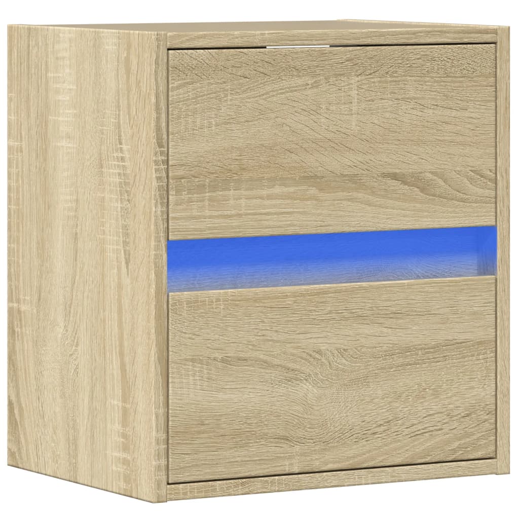 TV Wall Cabinet with LED Lights Sonoma Oak 41x31x45 cm