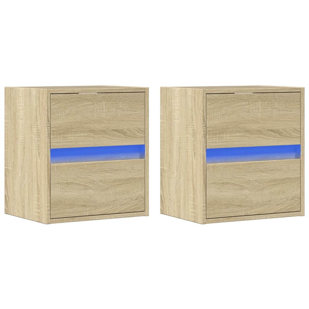 TV Wall Cabinets with LED Lights 2 pcs Sonoma Oak 41x31x45 cm