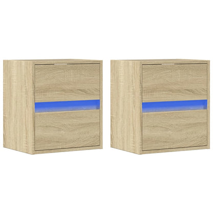 TV Wall Cabinets with LED Lights 2 pcs Sonoma Oak 41x31x45 cm