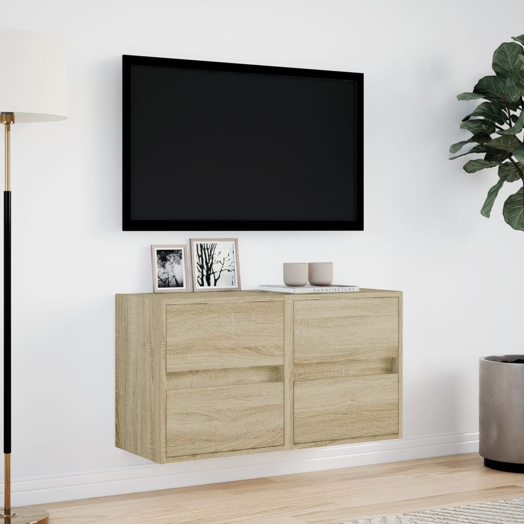 TV Wall Cabinets with LED Lights 2 pcs Sonoma Oak 41x31x45 cm