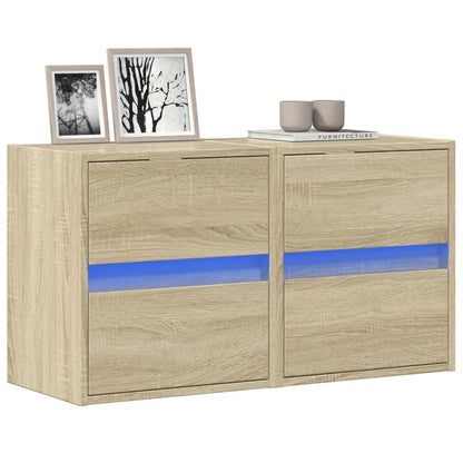 TV Wall Cabinets with LED Lights 2 pcs Sonoma Oak 41x31x45 cm