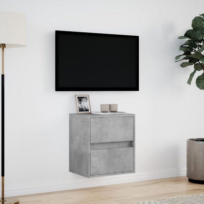 TV Wall Cabinet with LED Lights Concrete Grey 41x31x45 cm