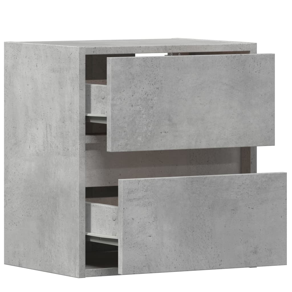 TV Wall Cabinet with LED Lights Concrete Grey 41x31x45 cm